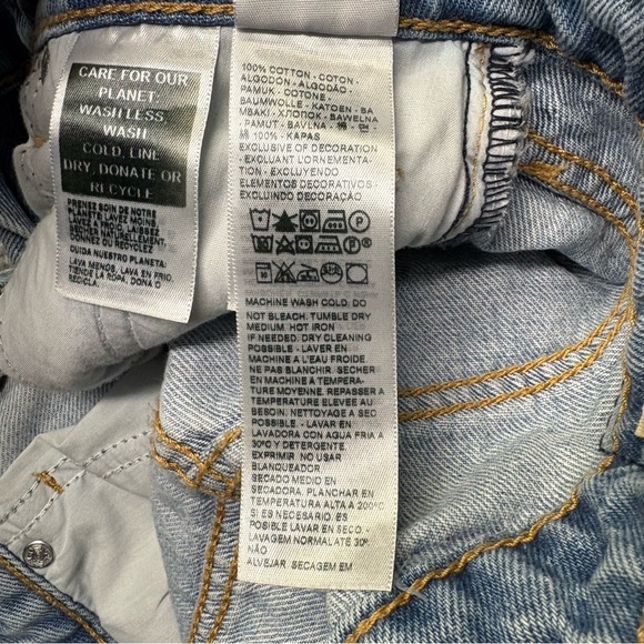 Levis Premium Jeans Women 23x29 Blue Low Loose Wide Baggy Big E Denim Distressed - Picture 8 of 16